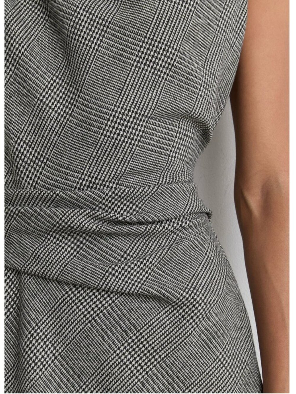 REISS Clara Midi Dress Grey Check Wool-Blend Tailored Classic - Picture 5 of 11